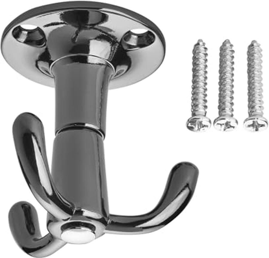 Draaibare Kapstokhaken Aluminium Zwart 5 Stuks voor Plafondmontage 53x50mm