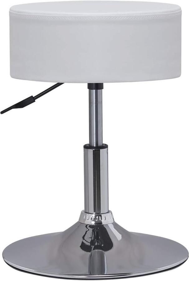 Draaibare Kaptafel met Hoogte Verstelbare Make-up Kruk in Kunstleer Wit