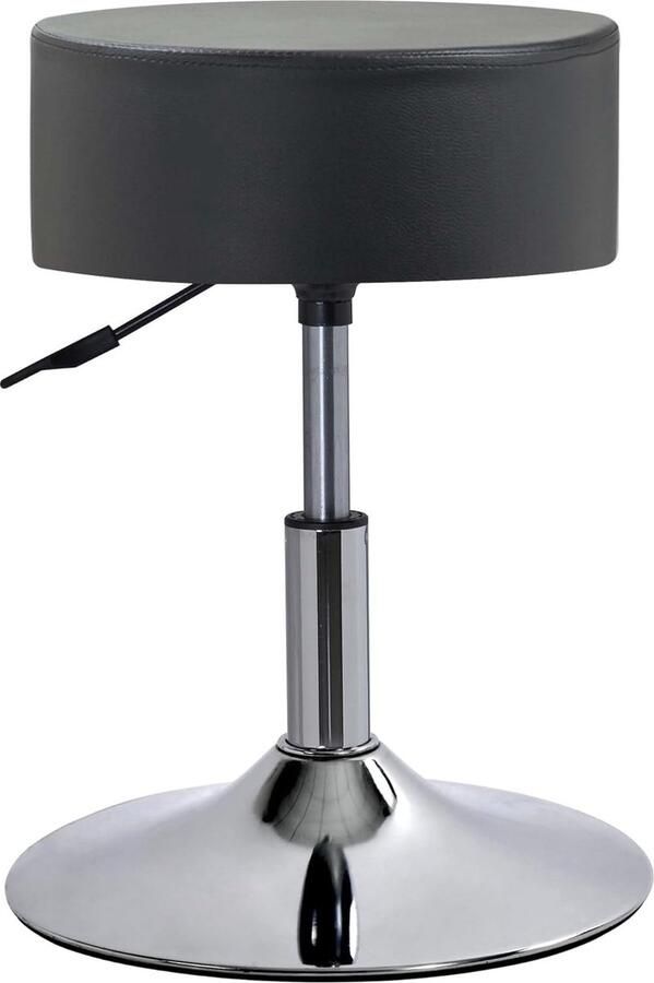 Draaibare Kaptafel van Kunstleer Make-up Kruk Rond met Bekleding in Hoogte Verstelbaar voor Slaapkamer Woonkamer Keuken Zwart