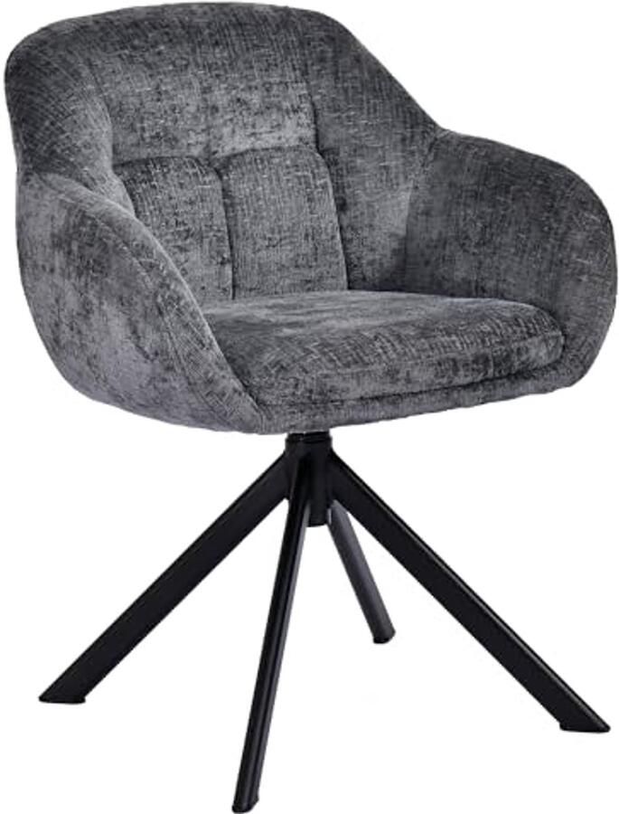 Draaibare Loungestoel van Chenille-Stof Comfortabele Armleunstoel voor Eetkamer en Make-Up Ruimte Grijs
