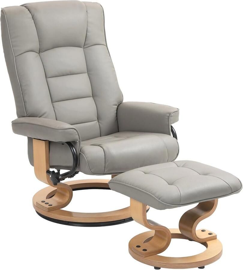 Draaibare Relaxstoel met Kruk en Ligfunctie Comfortabele TV-Stoel voor Woonkamer