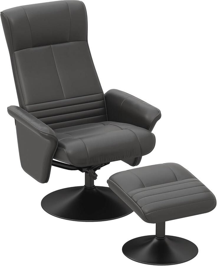 Draaibare Relaxstoel met Kruk en Ligfunctie voor Woonkamer en Slaapkamer Maximaal 150 kg Belastbaar