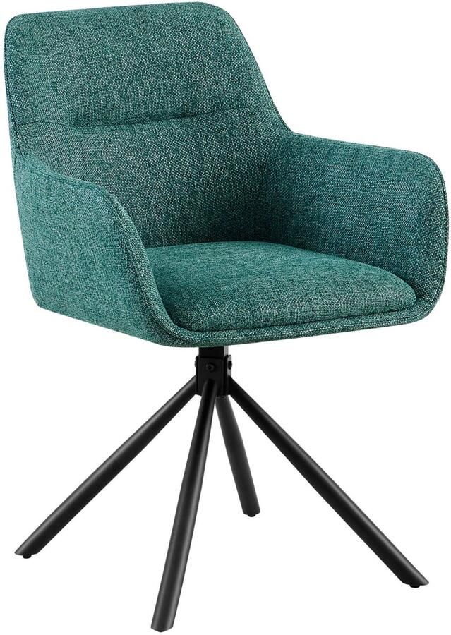 CLP Tipton Eetkamerstoel met rugleuning klassiek draaibaar stof donkergroen