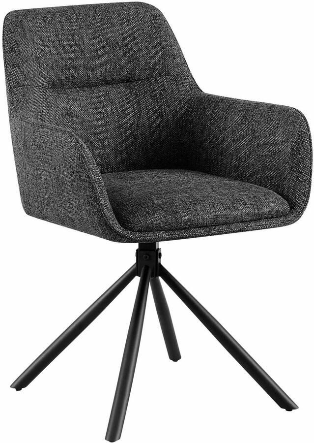 CLP Tipton Eetkamerstoel met rugleuning klassiek draaibaar stof donkergrijs