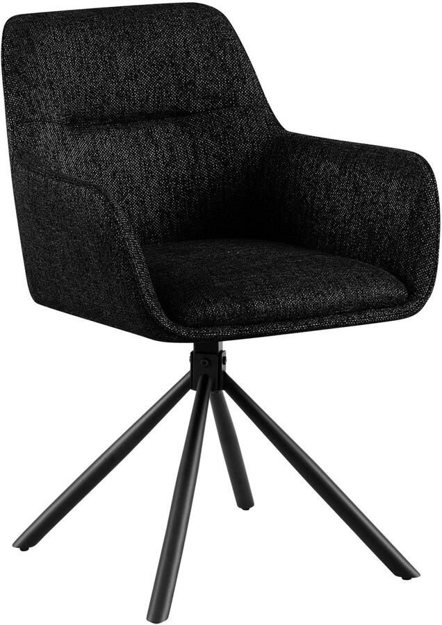 CLP Tipton Eetkamerstoel met rugleuning klassiek draaibaar stof zwart