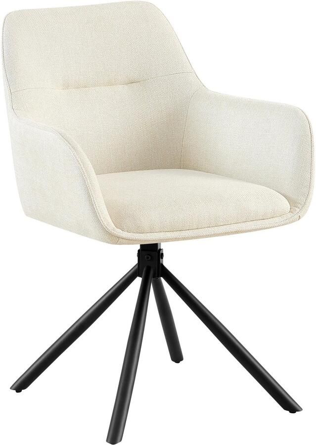 CLP Tipton Eetkamerstoel met rugleuning klassiek draaibaar stof creme