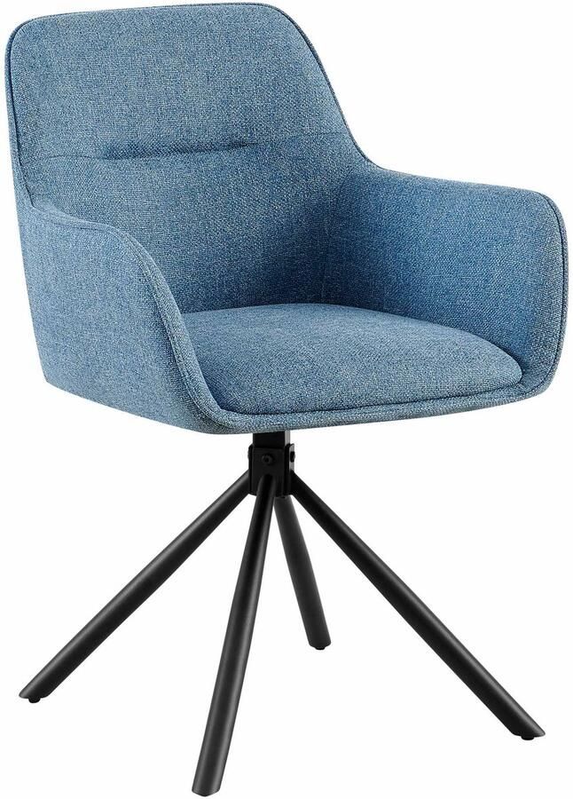 CLP Tipton Eetkamerstoel met rugleuning klassiek draaibaar stof blauw