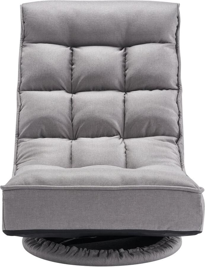 Draaibare Vloergamestoel 360° Draaibare Relaxfauteuil met Verstelbare Rugleuning en Lendensteun Opvouwbare Videobank voor Tv Kijken Lezen en Gamen Grijs