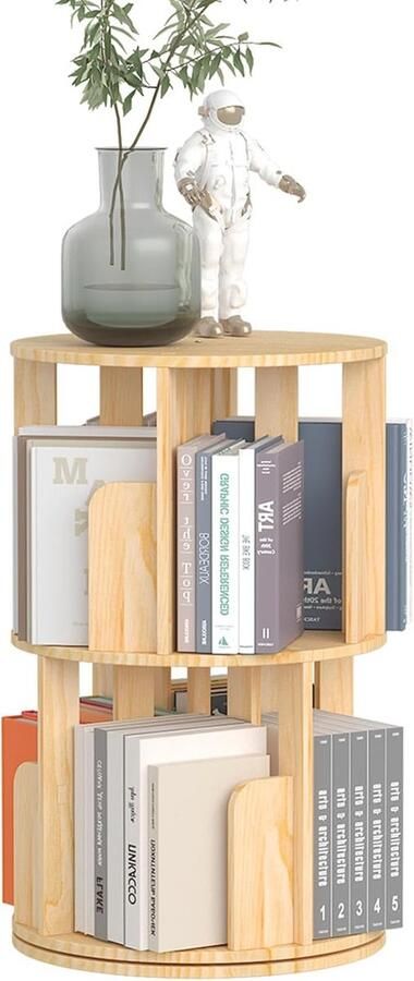 Draaiende boekenplank van grenenhout Roterende boekenkast voor kinderen en volwassenen Ruimtebesparende organizer