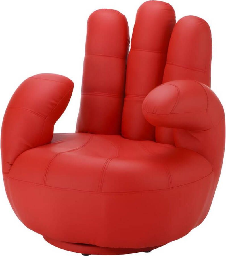 Vente-unique Draaiende fauteuil CATCHY van kunstleer rood L 82 cm x H 89 cm x D 78 cm - Foto 3