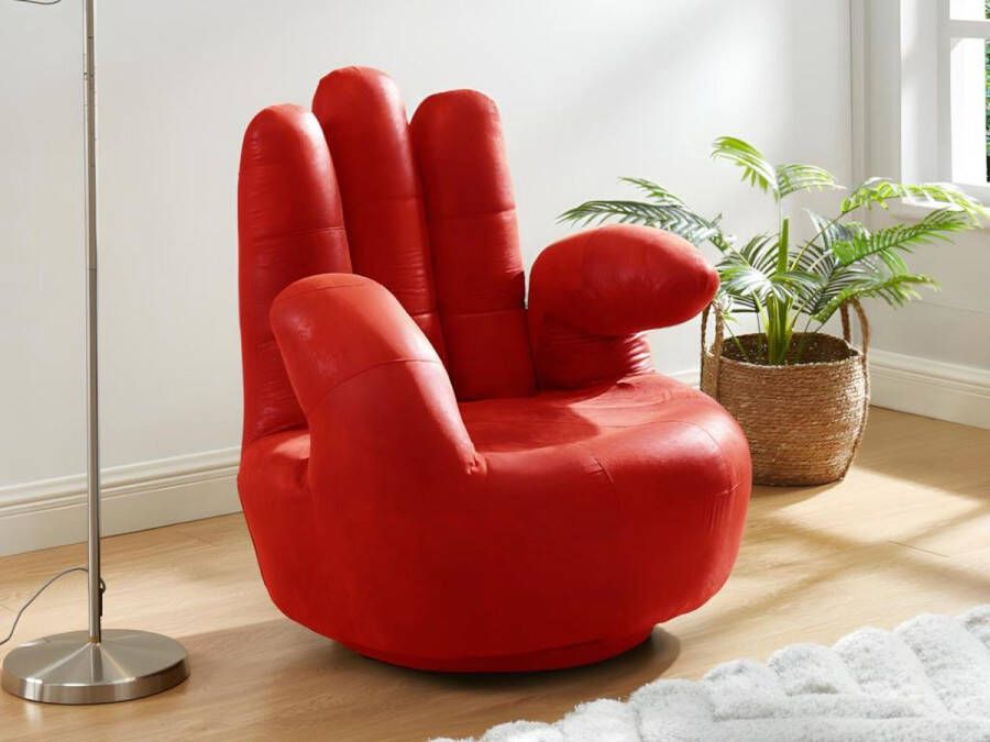 Draaiende fauteuil CATCHY van kunstleer rood L 82 cm x H 89 cm x D 78 cm