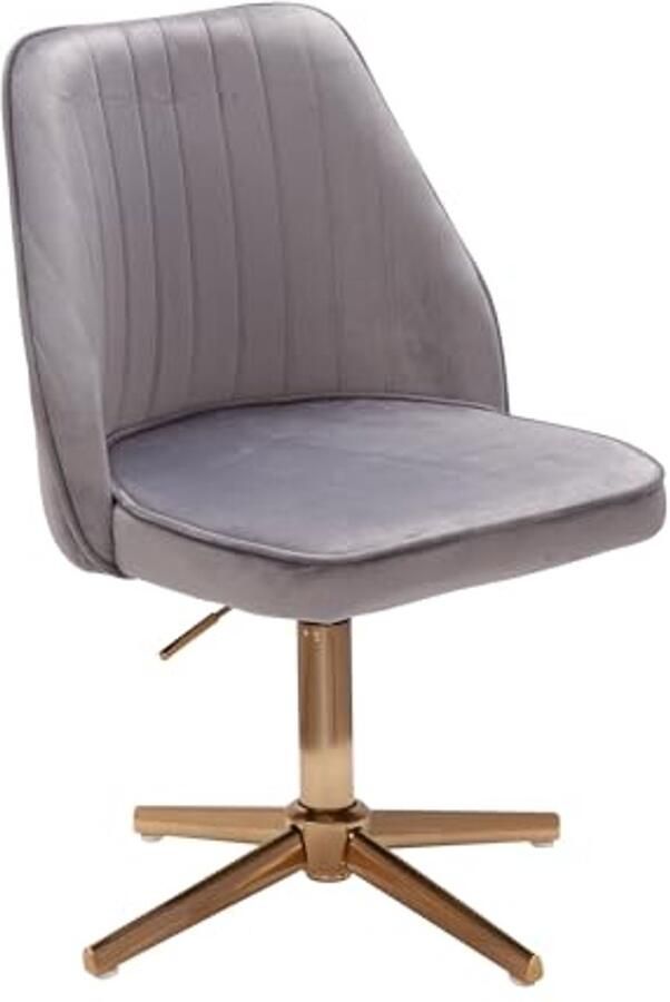 Draaifauteuil Grijs Velvet Voor Thuiswerken Verstelbare Bureaustoel Zonder Wielen 120 kg