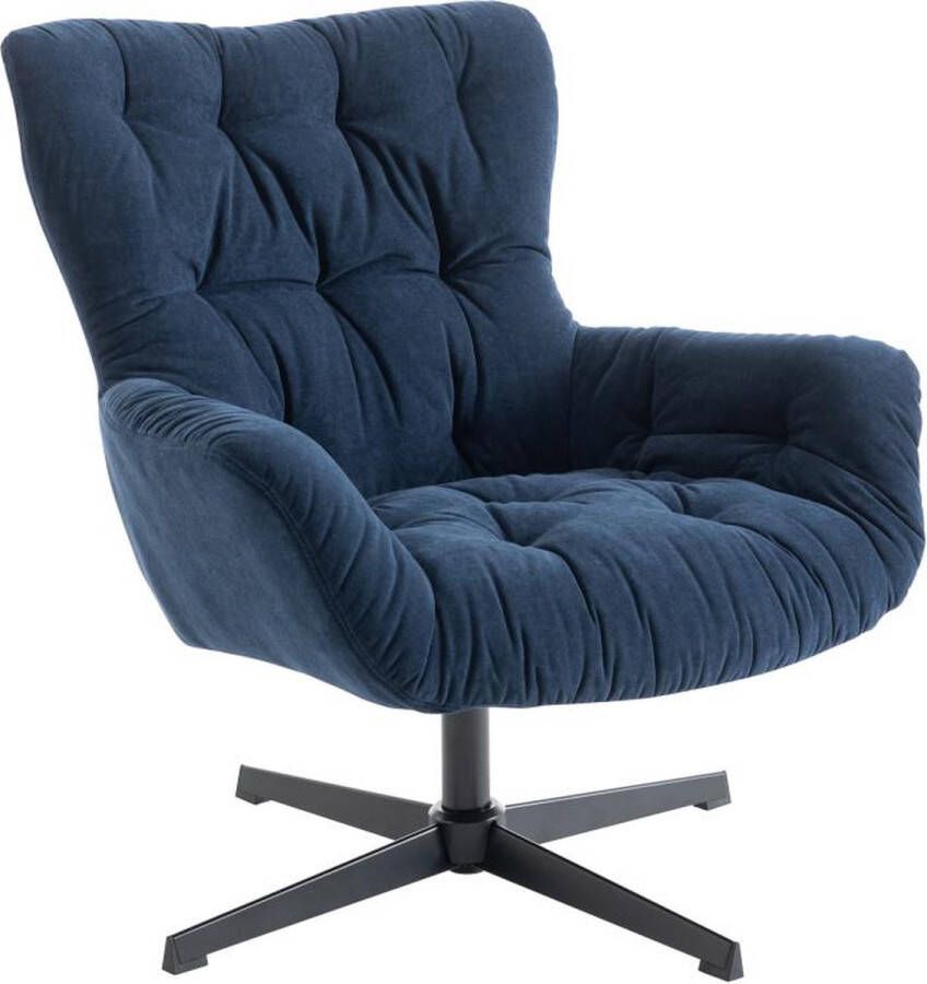 Vente-unique Draaifauteuil van nachtblauwe stof OPHELIE L 83 cm x H 87 cm x D 83 cm