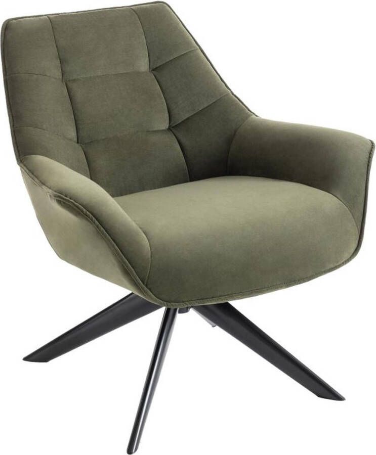 Vente-unique Draaifauteuil van olijfgroene stof CANATO L 87 cm x H 85 cm x D 83 cm - Foto 2