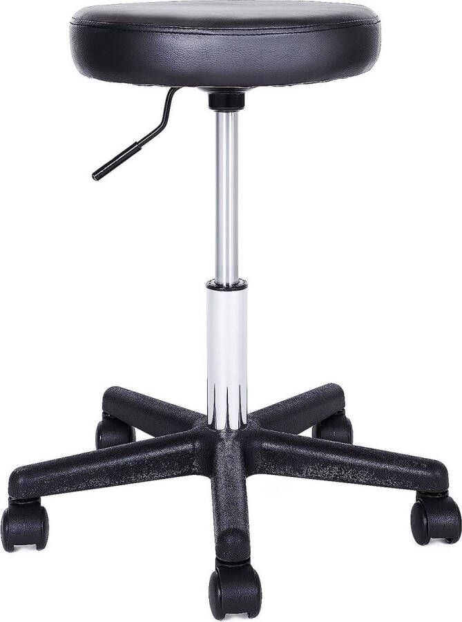 Kruk op wieltjes Stoel hoogte verstelbare rolkruk meer dan 100 kilo belastbaarheid 46-58 cm met kunstleer beklede zitting werkkruk voor cosmeticastudio's kapsalons kantoren praktijken zwart - Foto 5