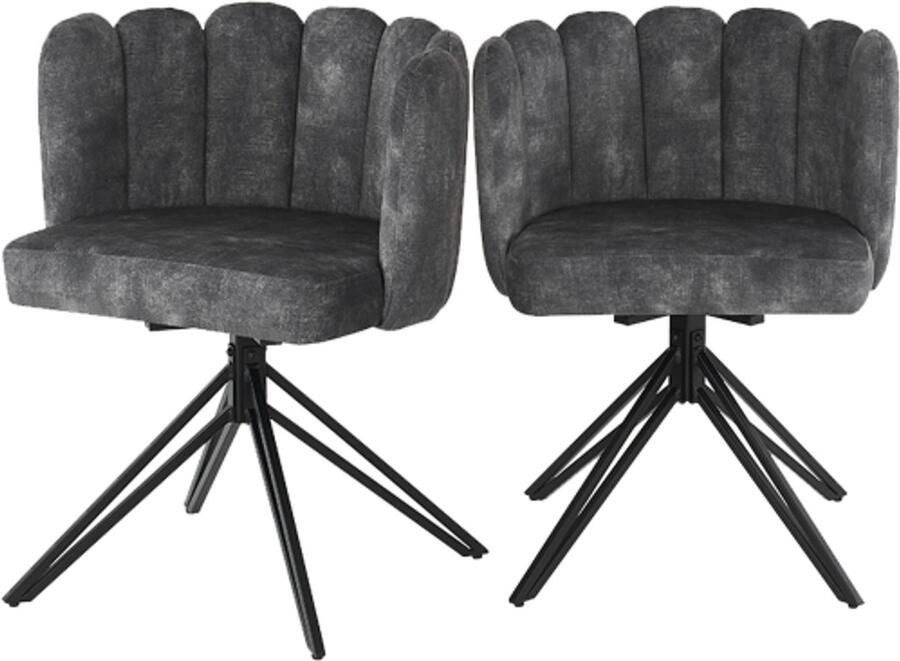 Zonder merk Gotagee Draaistoel (2 stuks) 360° draaibaar eetkamerstoelen woonkamerstoelen make-up stoelen met rugleuning grijs