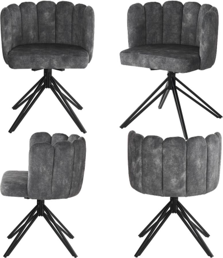 Zonder merk Gotagee Draaistoel (4 stuks) 360° draaibaar eetkamerstoelen woonkamerstoelen make-up stoelen met rugleuning grijs