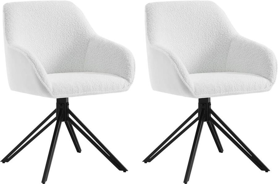 Corenia Draaistoel – Eetkamerstoel – Bureaustoel – Relaxstoel – Zachte Bouclé Bekleding – 360° Draaibaar – Metalen Poten