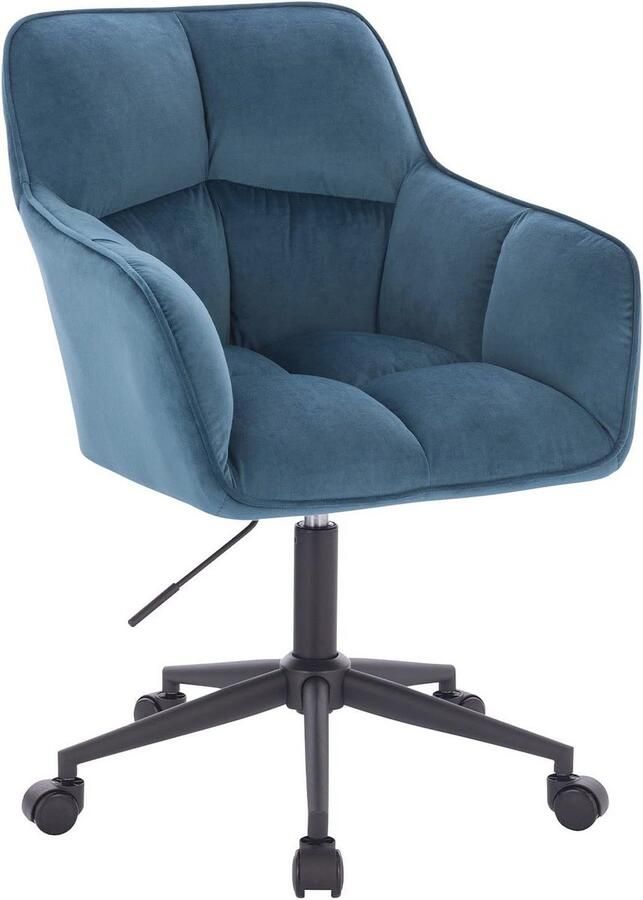 Draaistoel met armleuningen Verstelbare fluwelen bureaustoel met wieltjes in blauw