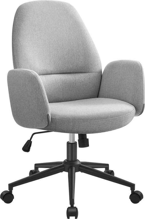 Draaistoel met Duifgrijze Armleuningen Bureauzitting In Hoogte Verstelbaar Stalen Frame Katoen-Linnenmix 70cm x 70cm x (101-109cm)
