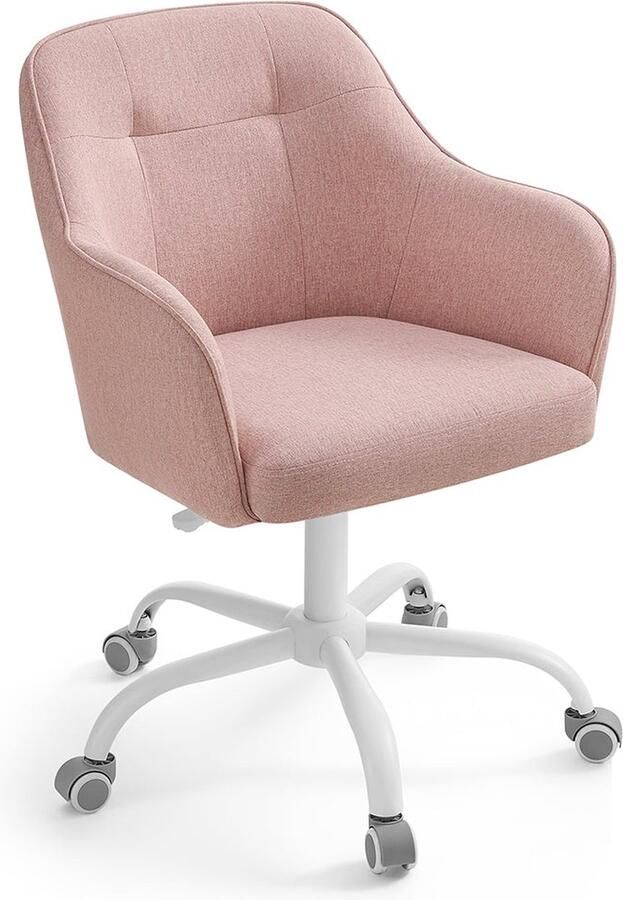 Rootz Living Rootz Draaistoel Roze Accentstoel Rollende fauteuil Stalen frame Schuimvulling Katoen-linnenmix 69 cm x 65 cm x (83-93 cm) Comfortabel zitcomfort Gemakkelijke mobiliteit Stijlvol ontwerp