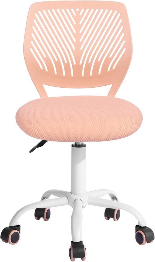 Draaistoel zonder Armleuningen In Hoogte Verstelbare Bureaustoel voor Thuiskantoor en Werkkamer in Perzik Roze