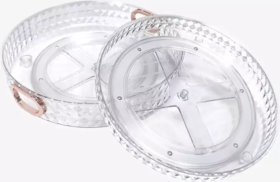 Draaitafelorganizer kruidenrekorganizer organizersysteem voor keuken koelkast kaptafel (2 stuks transparant ruitpatroon 27 cm + 23 5 cm