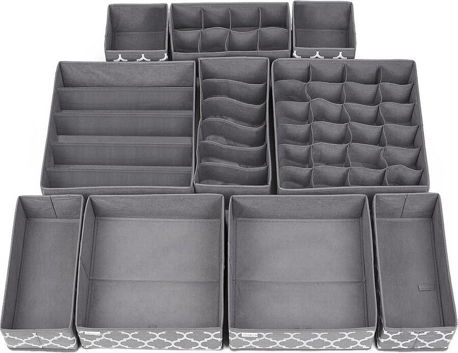 Draw Organizer 10-delige Set voor Ondergoed Opbergorganizer Ladeverdelers voor kleding BH Sokken Organisator voor Ties Babykleding Slaapkamerkast Garderobe Scheiders Kwekerij Opgeruimd