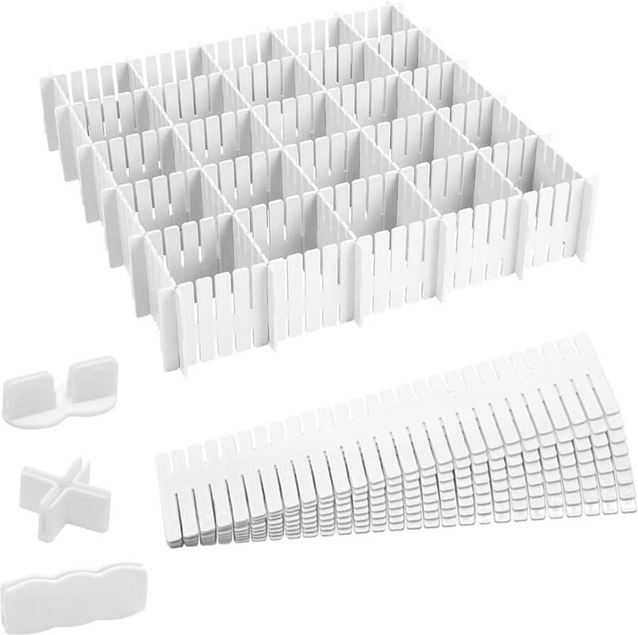 Drawer Divider Set 16-delig verstelbaar ondergoed- en sokkendivider voor slaapkamerkasten Wit