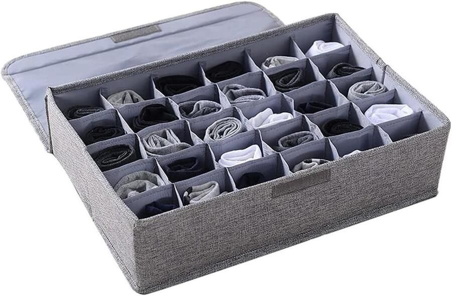 Drawer Dividing Box Wardrobe Storage System 30 Cells Grey