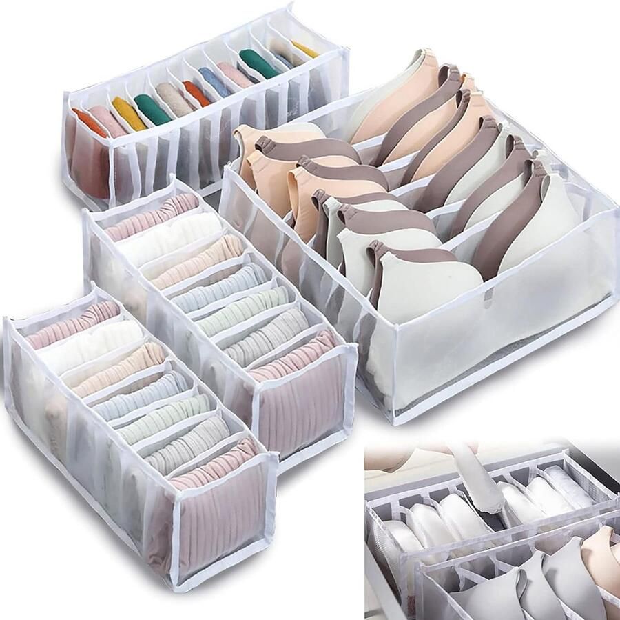 Ondergoed-lade-organizer 4 stuks bustehouders opbergdoos wit kast voor beha's sokken onderbroeken stropdassen