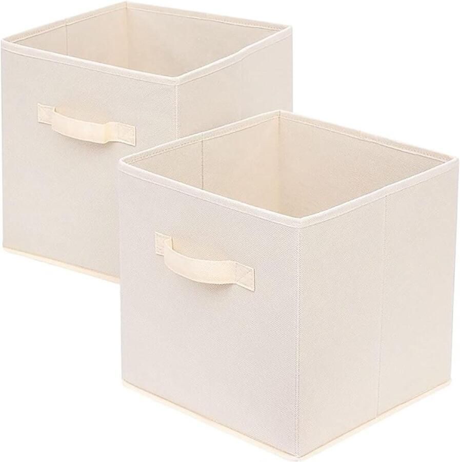 Drawer Organizers 2 Pack Wardrobe Foldable Storage Boxes with Handles for Clothes Closet Shelves Organiser Bras Socks Underwear Ties Scarf Toys Books Home Office Beige