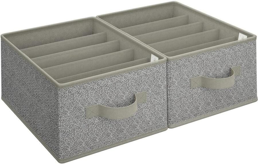 Drawer Organizers Set of 2 for Clothing Foldable Wardrobe Organizers for Closet Pants Sweater Wardrobe Organizer Grey