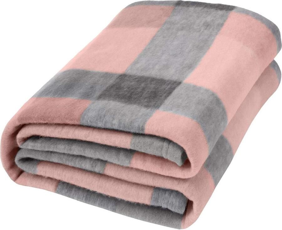 Dreamscene Blush Winter Check Fleece Deken Super Zachte Warme Knusse Slaapbank Picknick Tuin Gooi Plaid Tartan Roze Grijs 120 x 150 cm