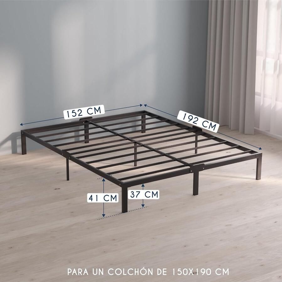 Dreamzie 150 x 190 Bedbodem met 41cm Poten Robuust en in 20 minuten te monteren Robuust metalen bedframe 150x190