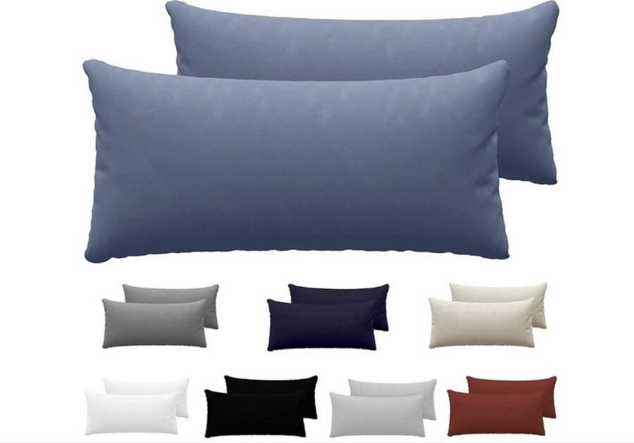 Dreamzie Kussensloop (Set van 2) – Blauw Katoen Voor Kussens 40 x 80 cm 100% Jersey Katoen Beddengoed Dubbel Bed Kussensloop Kussenbeschermer Bestendig en Hypoallergeen