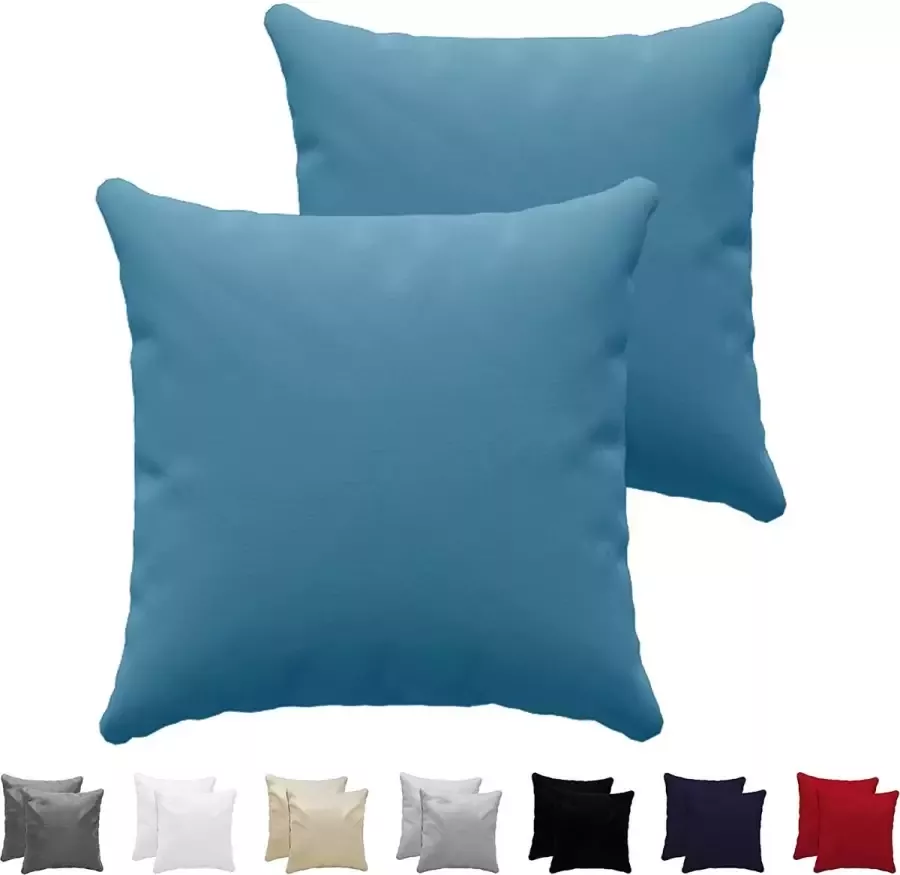 Dreamzie Kussensloop (Set van 2) – Blauw Katoen Voor Kussens 80 x 80 cm 100% Jersey Katoen Beddengoed Dubbel Bed Kussensloop Kussenbeschermer Bestendig en Hypoallergeen