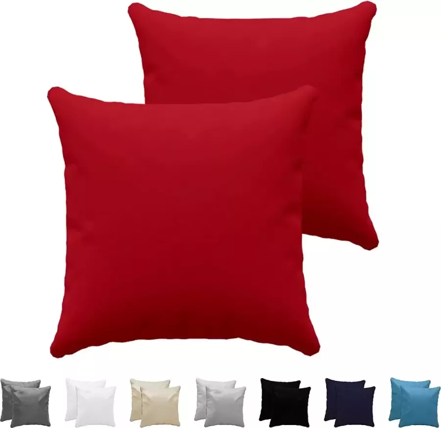 Dreamzie Kussensloop (Set van 2) – Rood Katoen Voor Kussens 40 x 40 cm 100% Jersey Katoen Beddengoed Dubbel Bed Kussensloop Kussenbeschermer Bestendig en Hypoallergeen