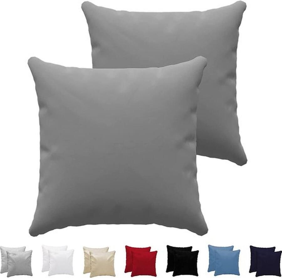 Dreamzie Kussenslopen (Set van 2) Voor Kussens 60 x 60 cm Antraciet 100% Jersey Katoen Kussensloop Set Dubbel Bed Kussensloop Hypoallergeen