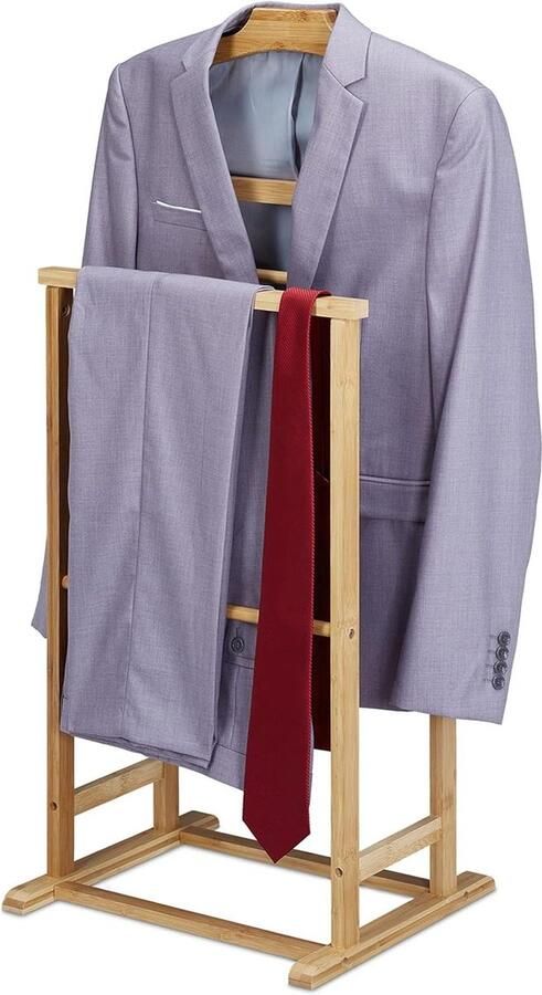 Dressboy bamboe kledingstandaard voor dames en heren Relaxdays HxBxD: 985 x 47 x 36 cm naturel