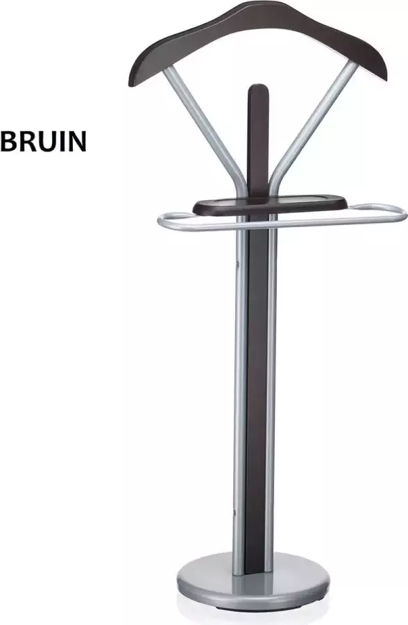 Dressboy kledingbutler kledingrek kapstok met broekhanger bruin