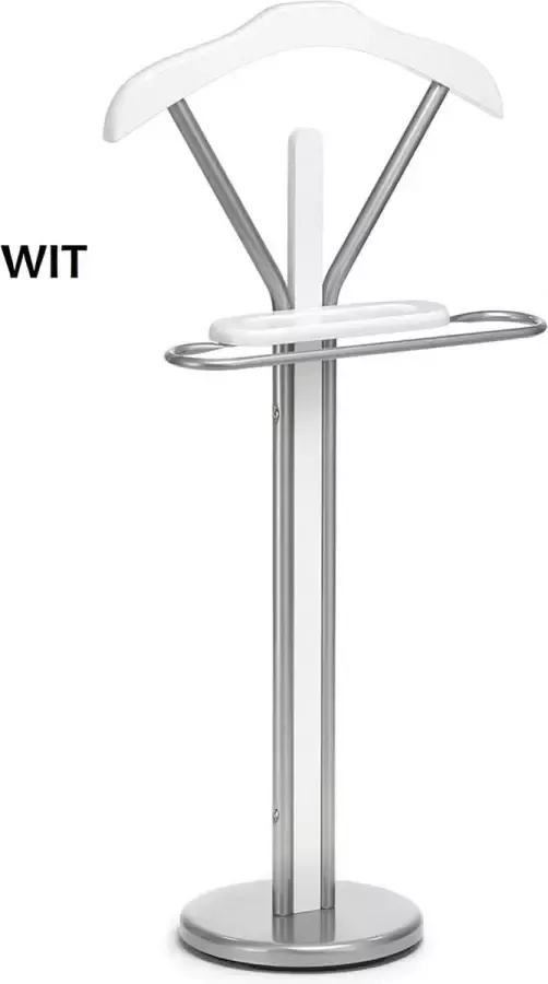 Dressboy kledingbutler kledingrek kapstok met broekhanger wit