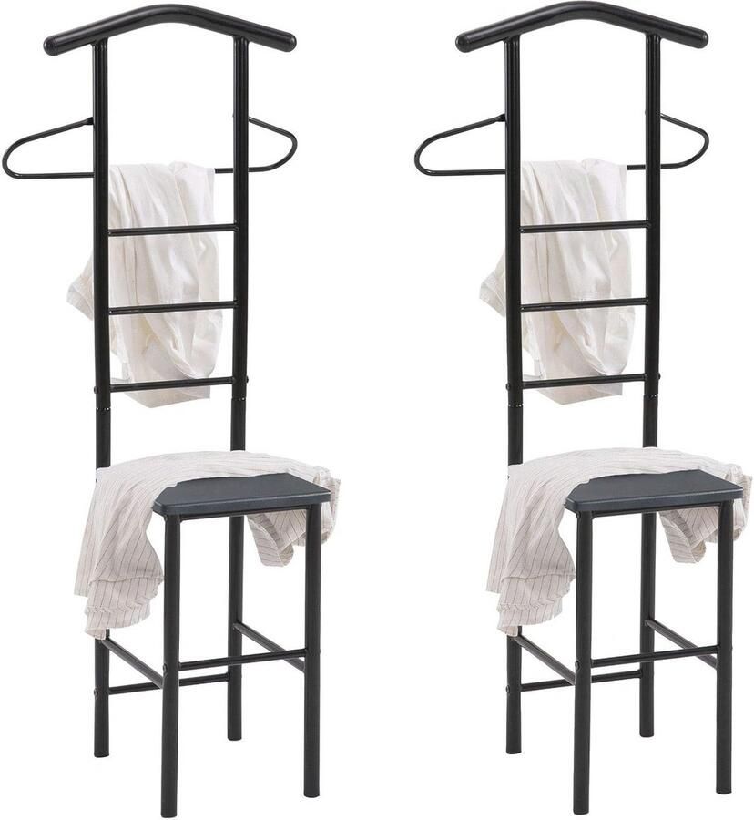 Dressboy Kledingrek Set van 2 Zwart Metaal en MDF Perfect voor Blouses Overhemden en Broeken