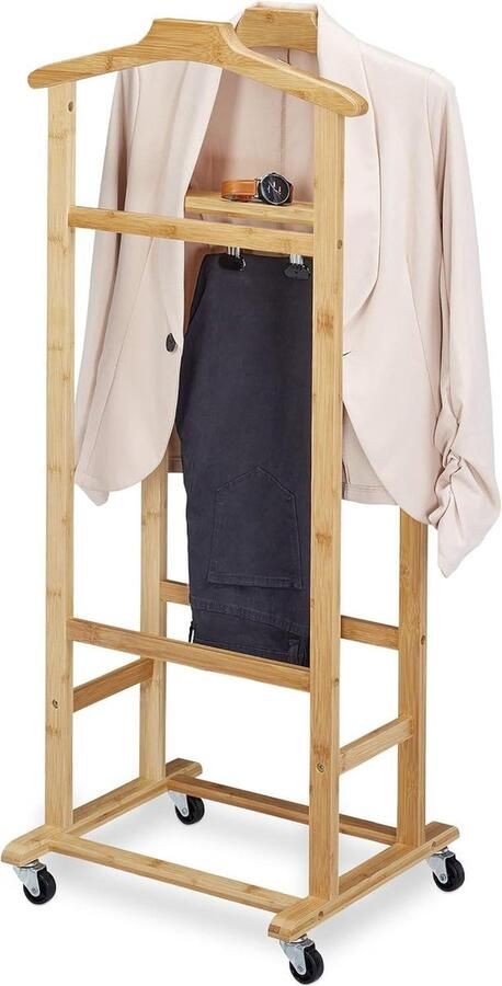 Dressboy op wielen bamboe Slaapkamer kledingstandaard HxBxD 107 x 47 x 37 cm Naturel