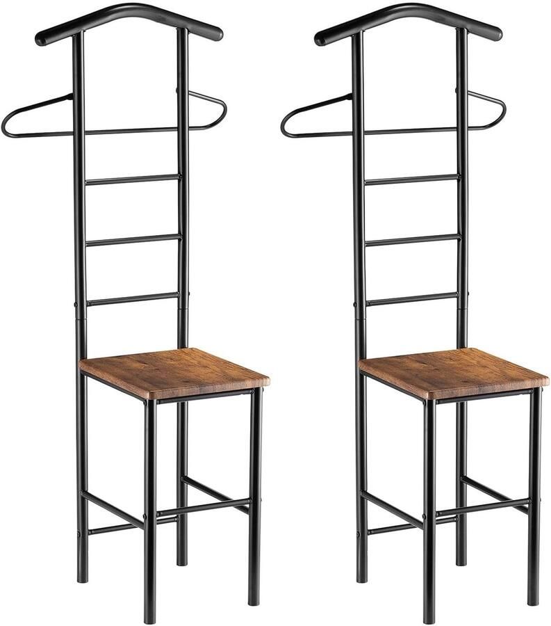 Dressboy set van 2 voor heren klerenrek met metalen frame en vintage plank