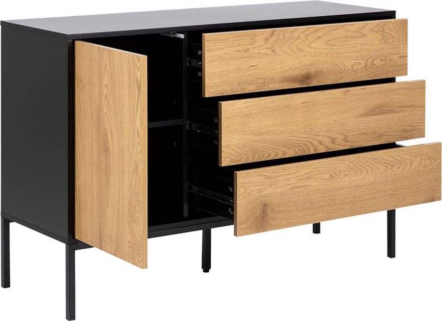 Dressoir 1 Deur & 3 Lades Chelsea Eik Zwart