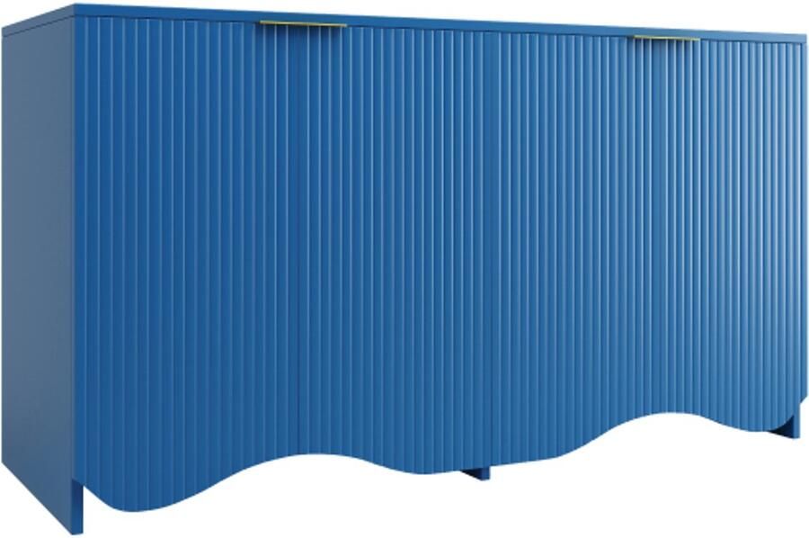 GOTAGEE Dressoir (140×40×85cm) buffetkast kasten eetkamer woonkamer opbergkasten vrijstaande kasten keukenmeubilair golfpatroonontwerp blauw