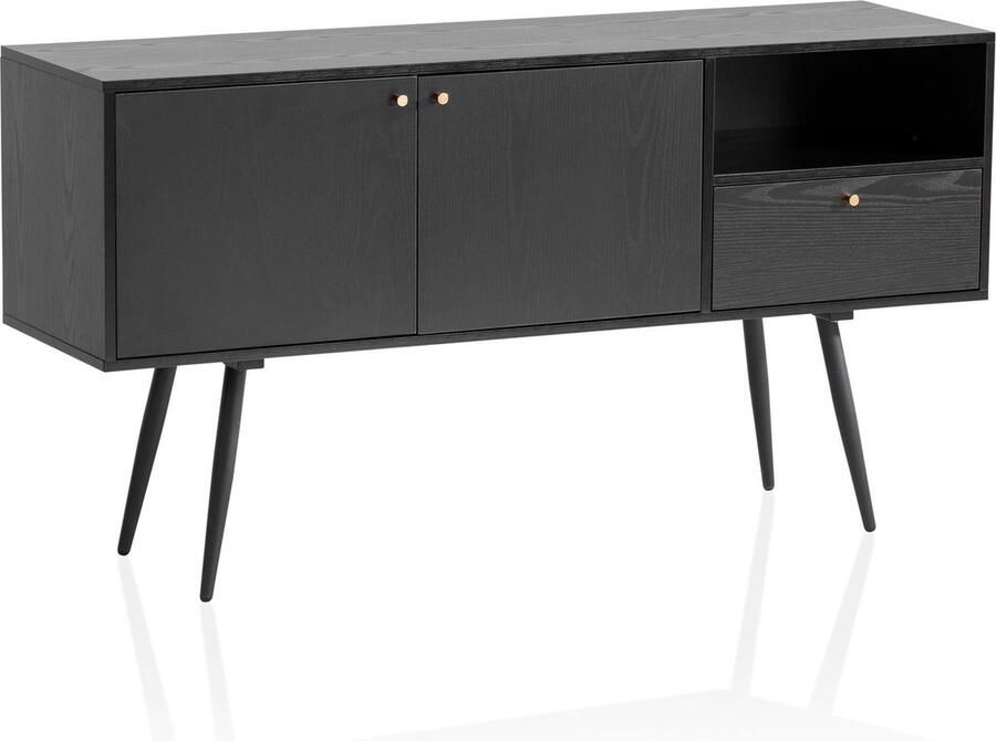 Rootz Living Rootz Dressoir 140cm Ladekast Opbergkast Tijdloos eiken decor Ruime opbergruimte Antislipbescherming 140cm x 75cm x 40cm