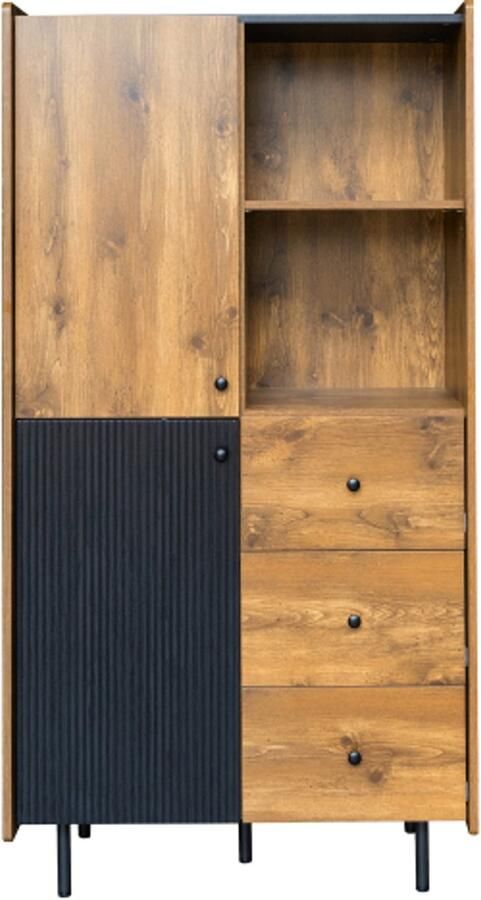 GOTAGEE Dressoir 160 cm hoog modern dressoir met twee deuren drie laden en open planken