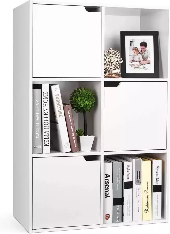 Dressoir 6 Opbergvakken Opbergkast Kast Kastje Wandkast Organizer Wit